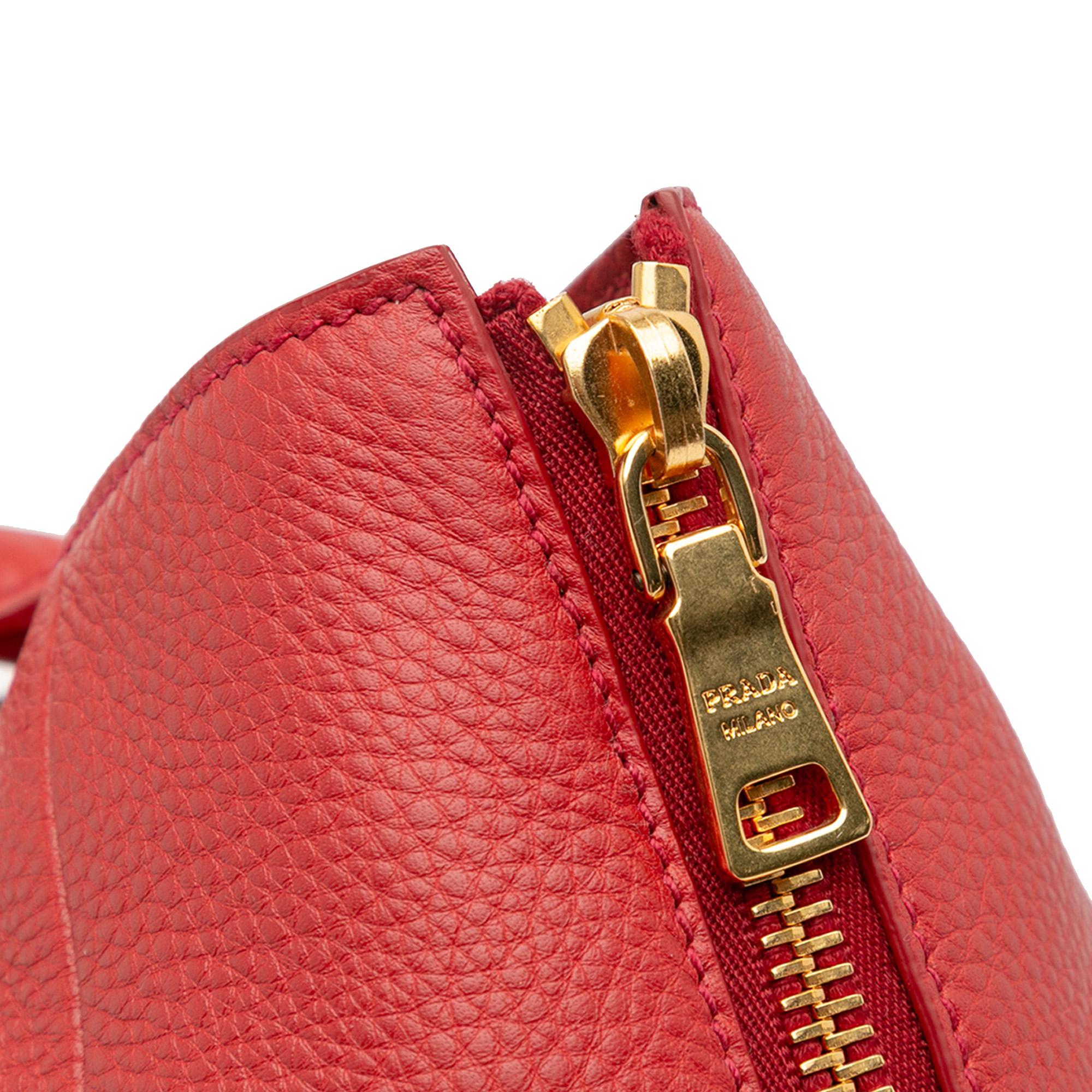 Prada Vitello Daino Side Zip Convertible Tote