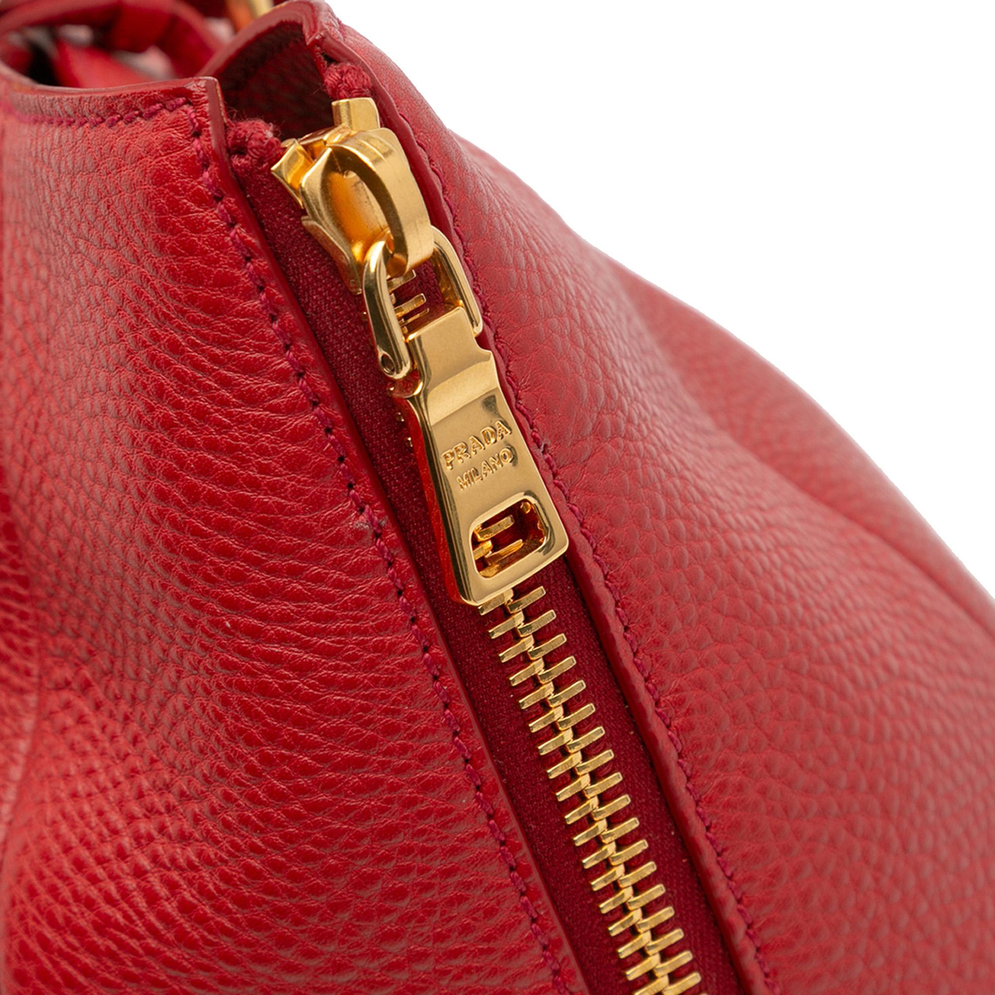 Prada Vitello Daino Side Zip Convertible Tote