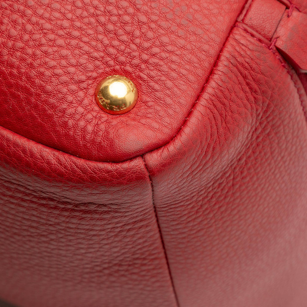 Prada Vitello Daino Side Zip Convertible Tote