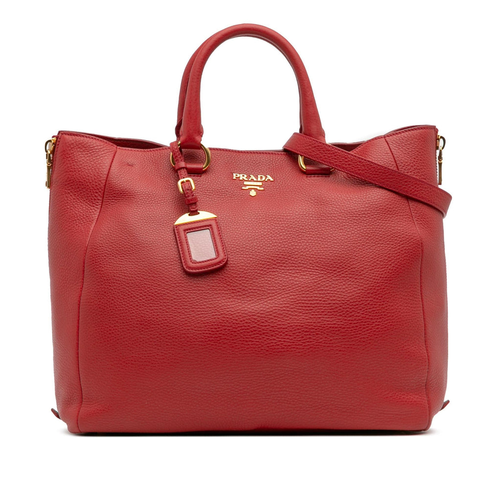 Prada Vitello Daino Side Zip Convertible Tote