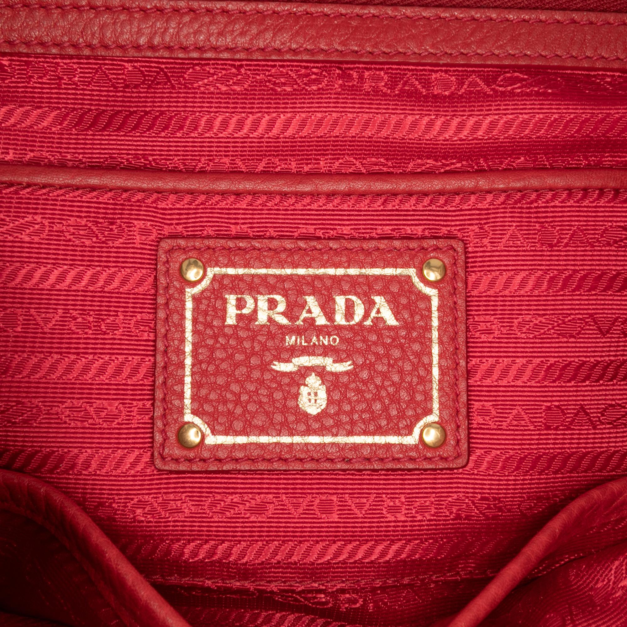 Prada Vitello Daino Side Zip Convertible Tote