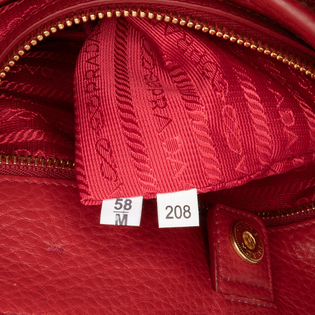 Prada Vitello Daino Side Zip Convertible Tote