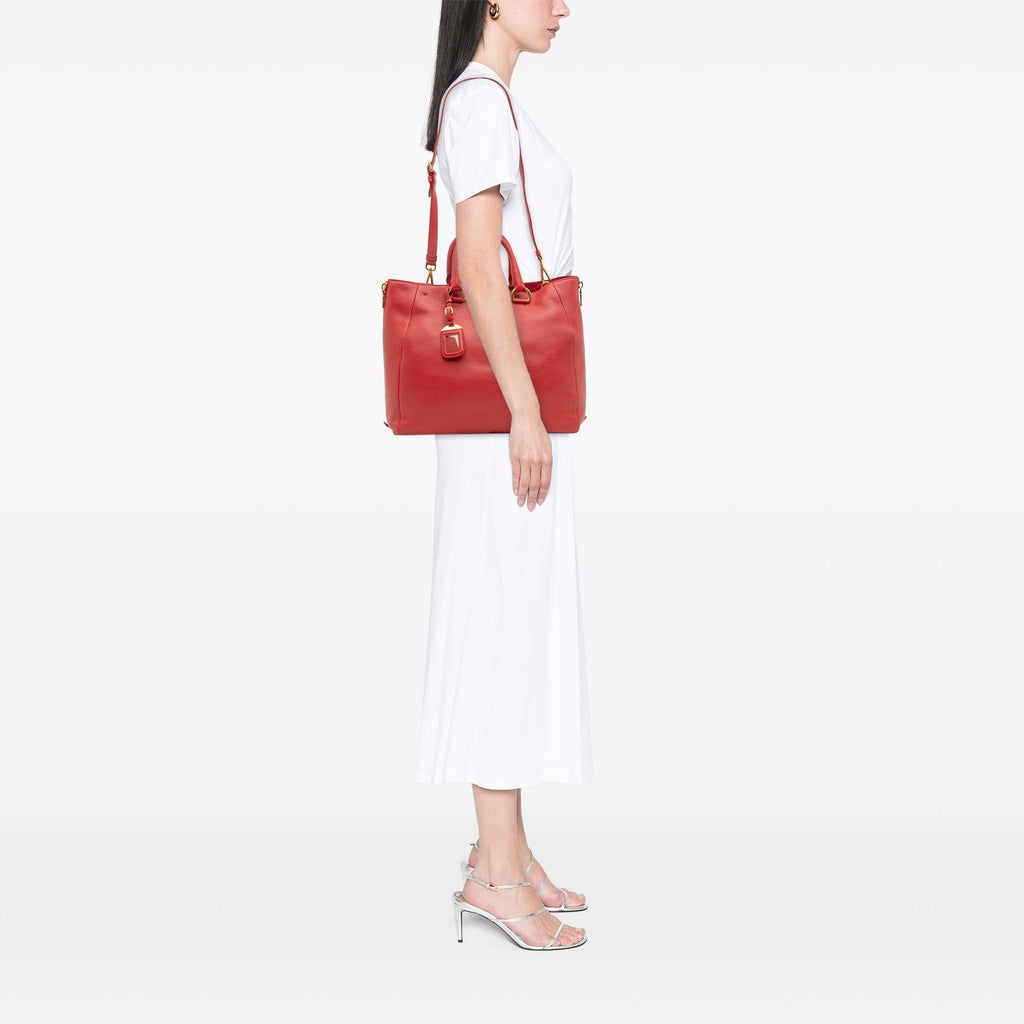 Prada Vitello Daino Side Zip Convertible Tote