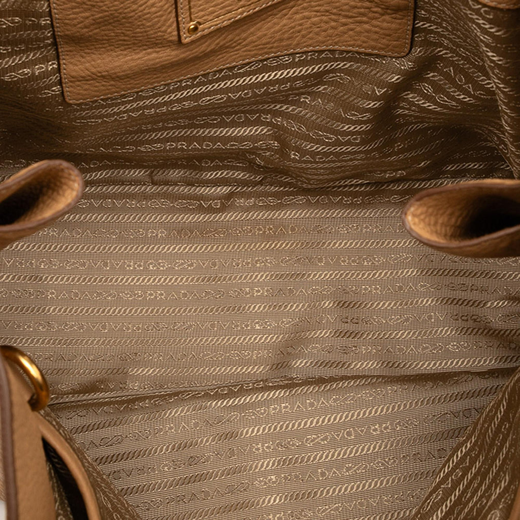 Prada Vitello Daino Side Zip Convertible Tote