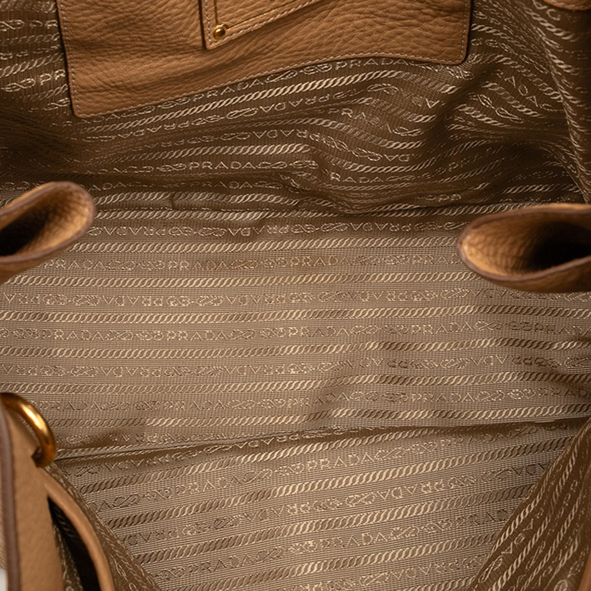Prada Vitello Daino Side Zip Convertible Tote
