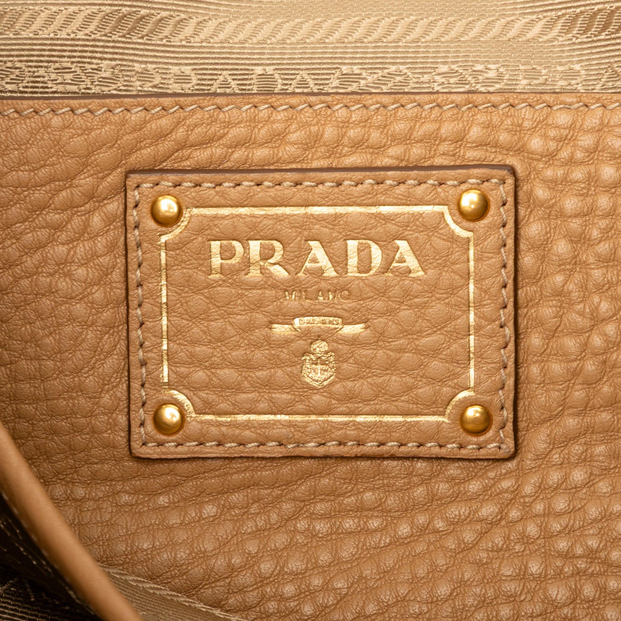 Prada Vitello Daino Side Zip Convertible Tote
