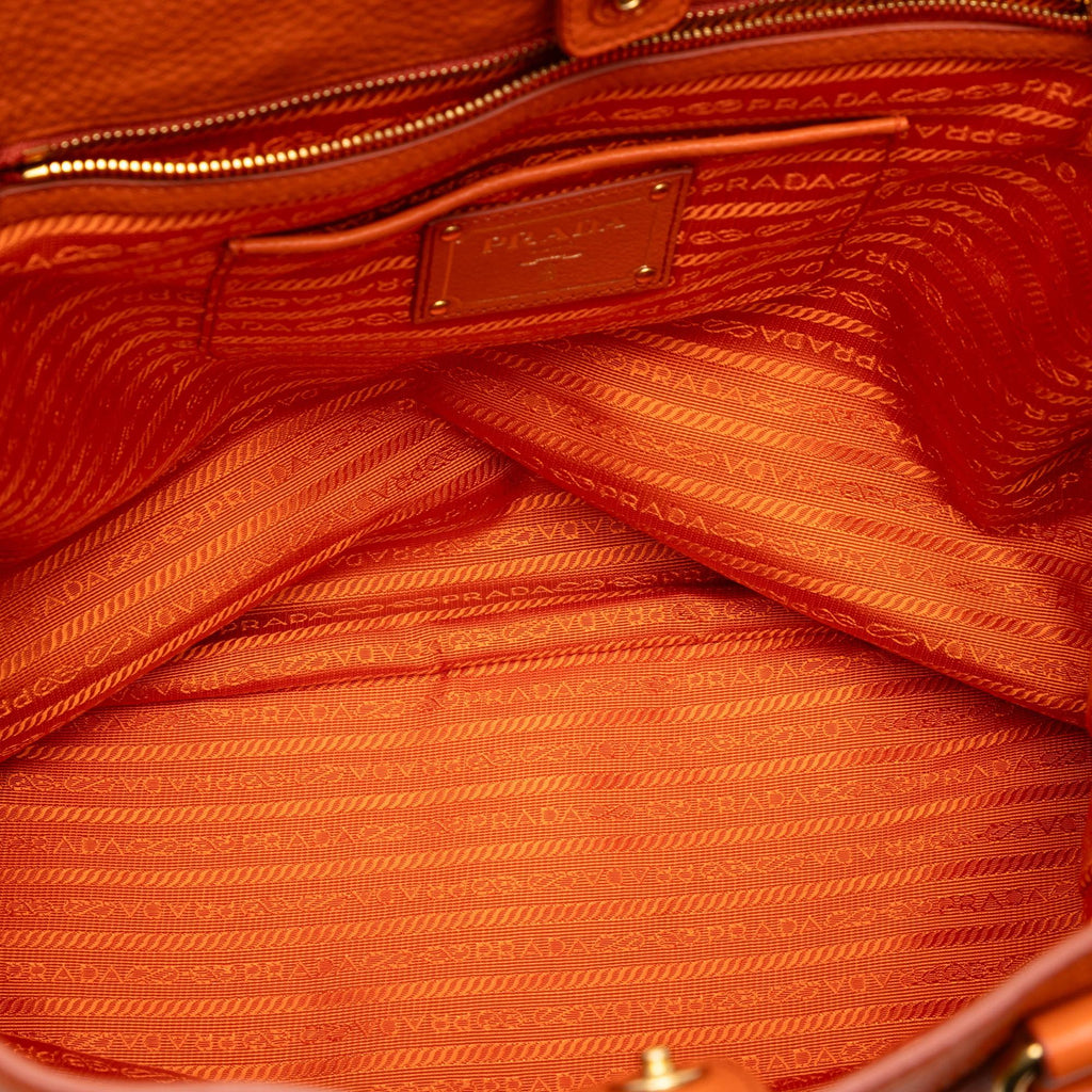Prada Vitello Daino Side Zip Convertible Tote