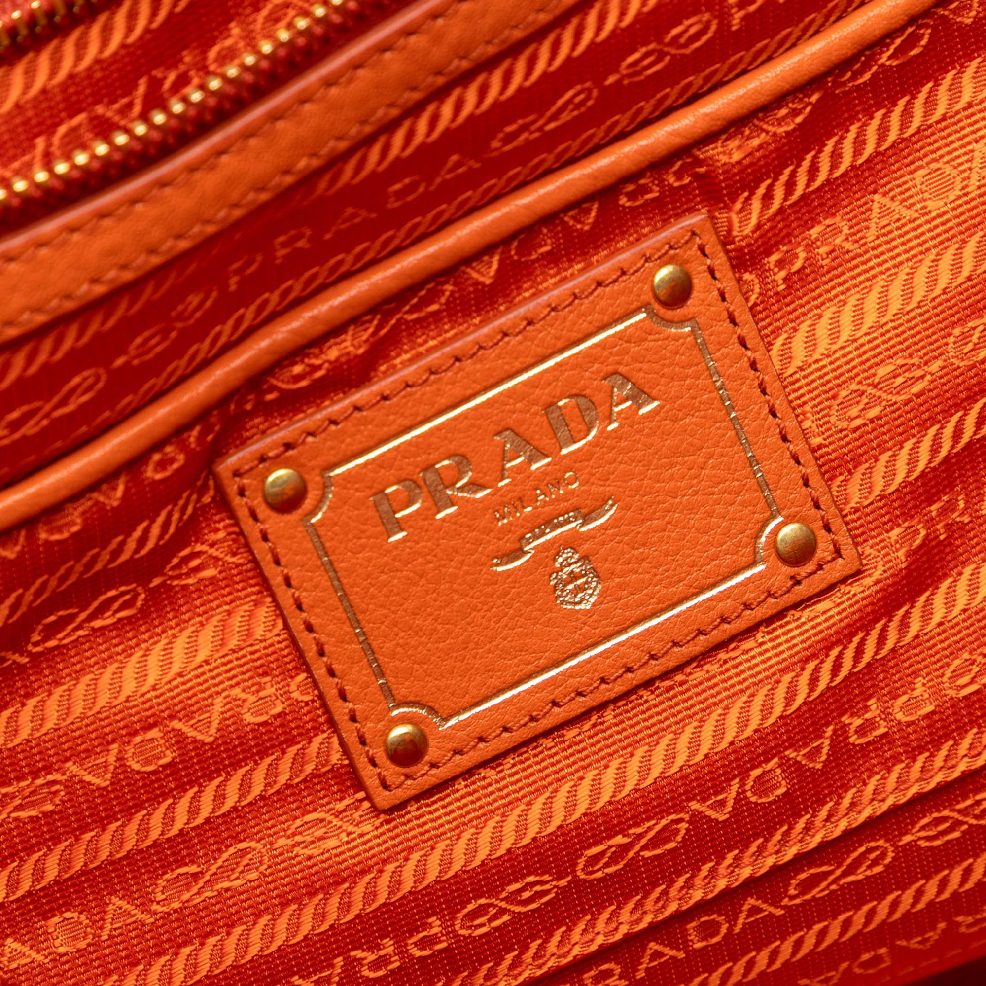 Prada Vitello Daino Side Zip Convertible Tote