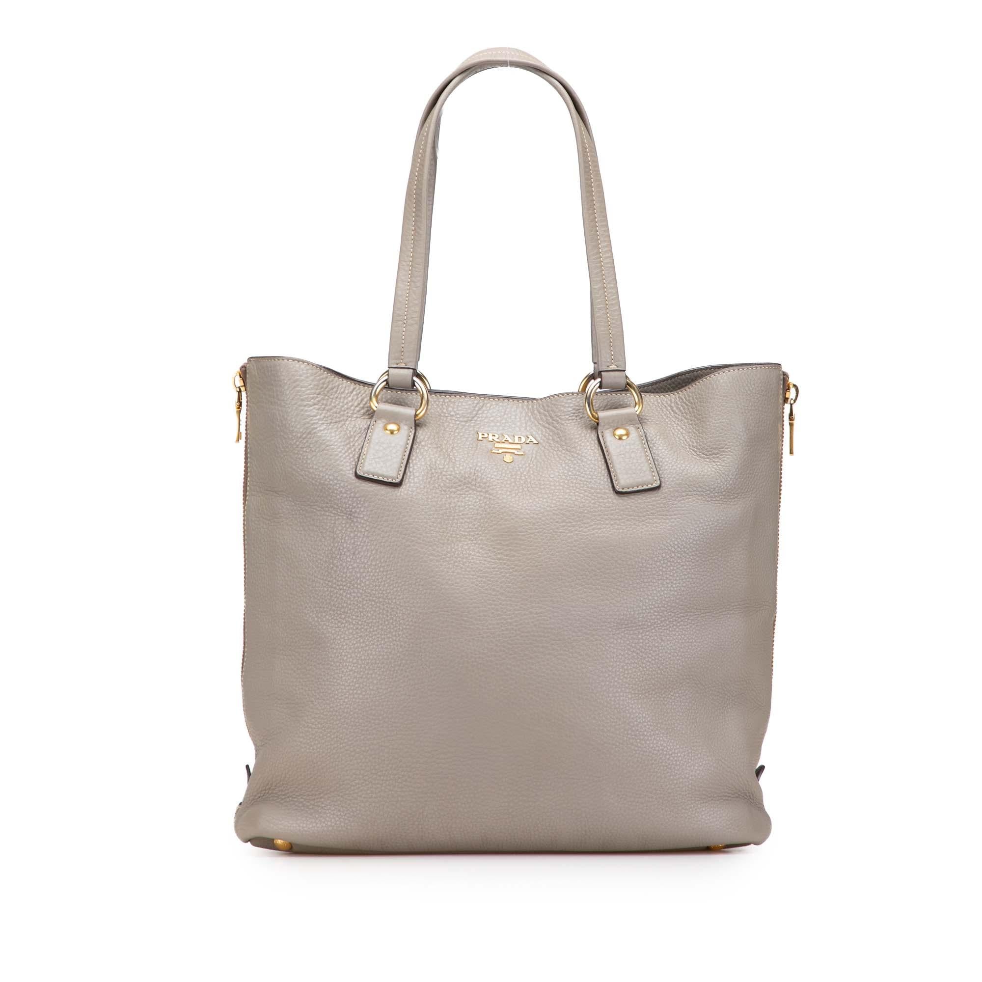 Prada Vitello Daino Side Zip Shopper Tote