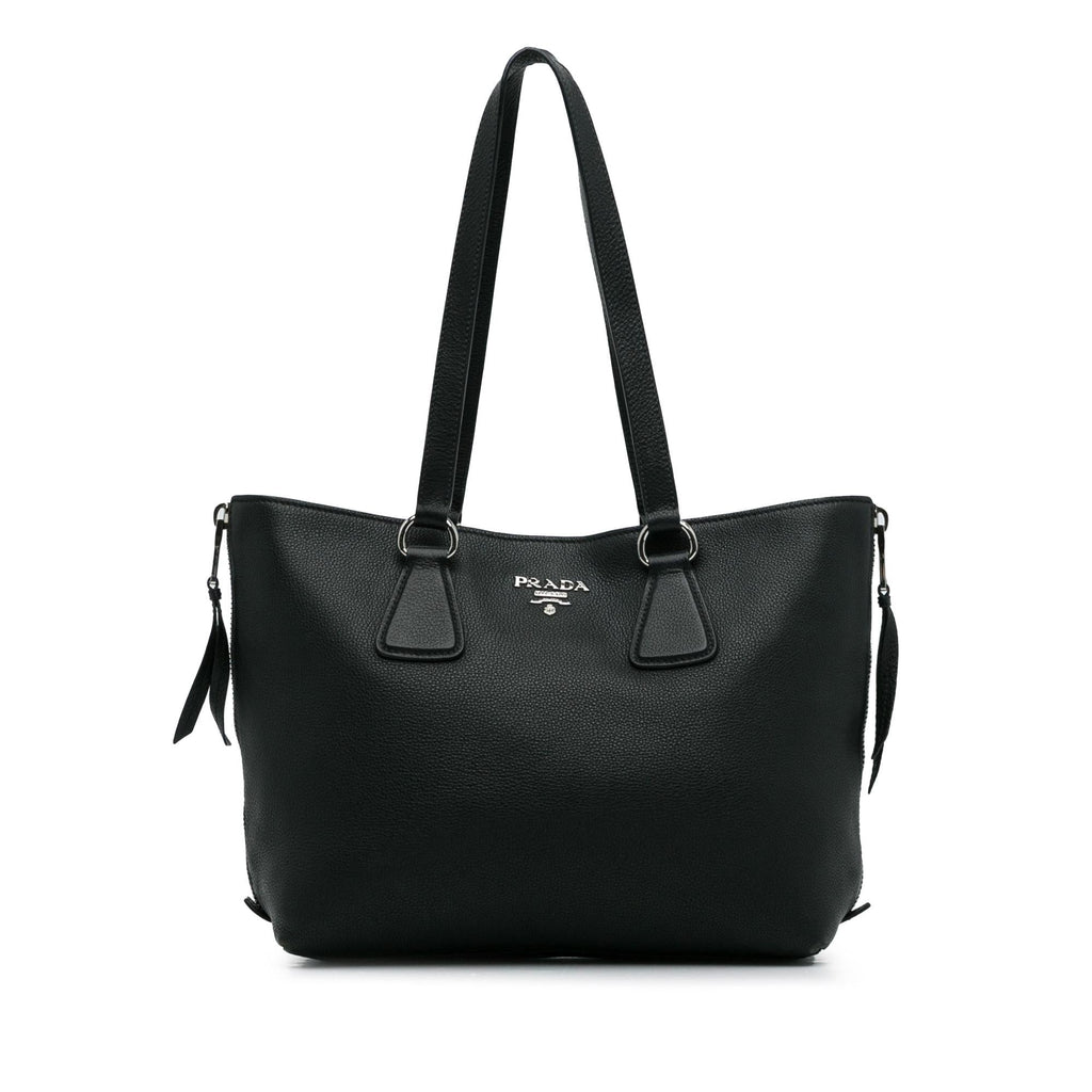 Prada Vitello Daino Side Zip Tote (SHG-G8aLLR)