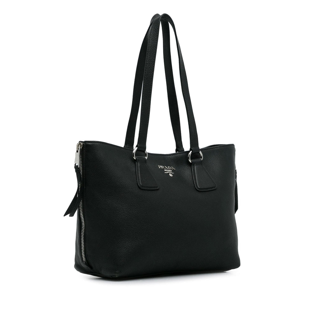 Prada Vitello Daino Side Zip Tote (SHG-G8aLLR)