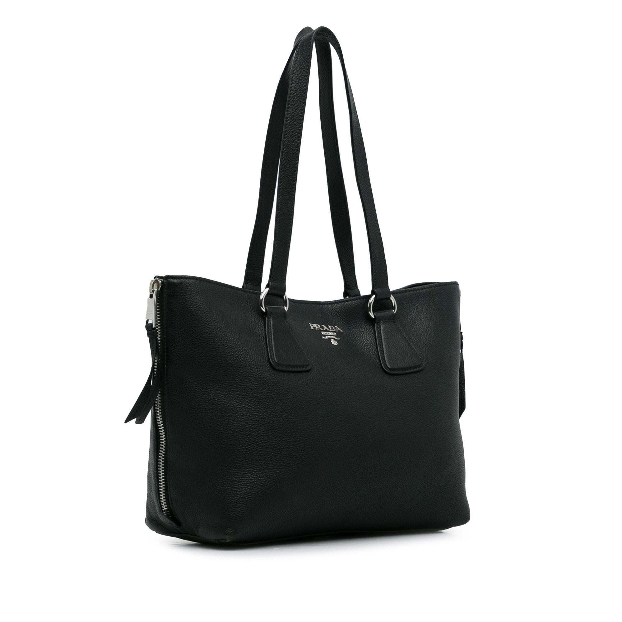 Prada Vitello Daino Side Zip Tote (SHG-G8aLLR)