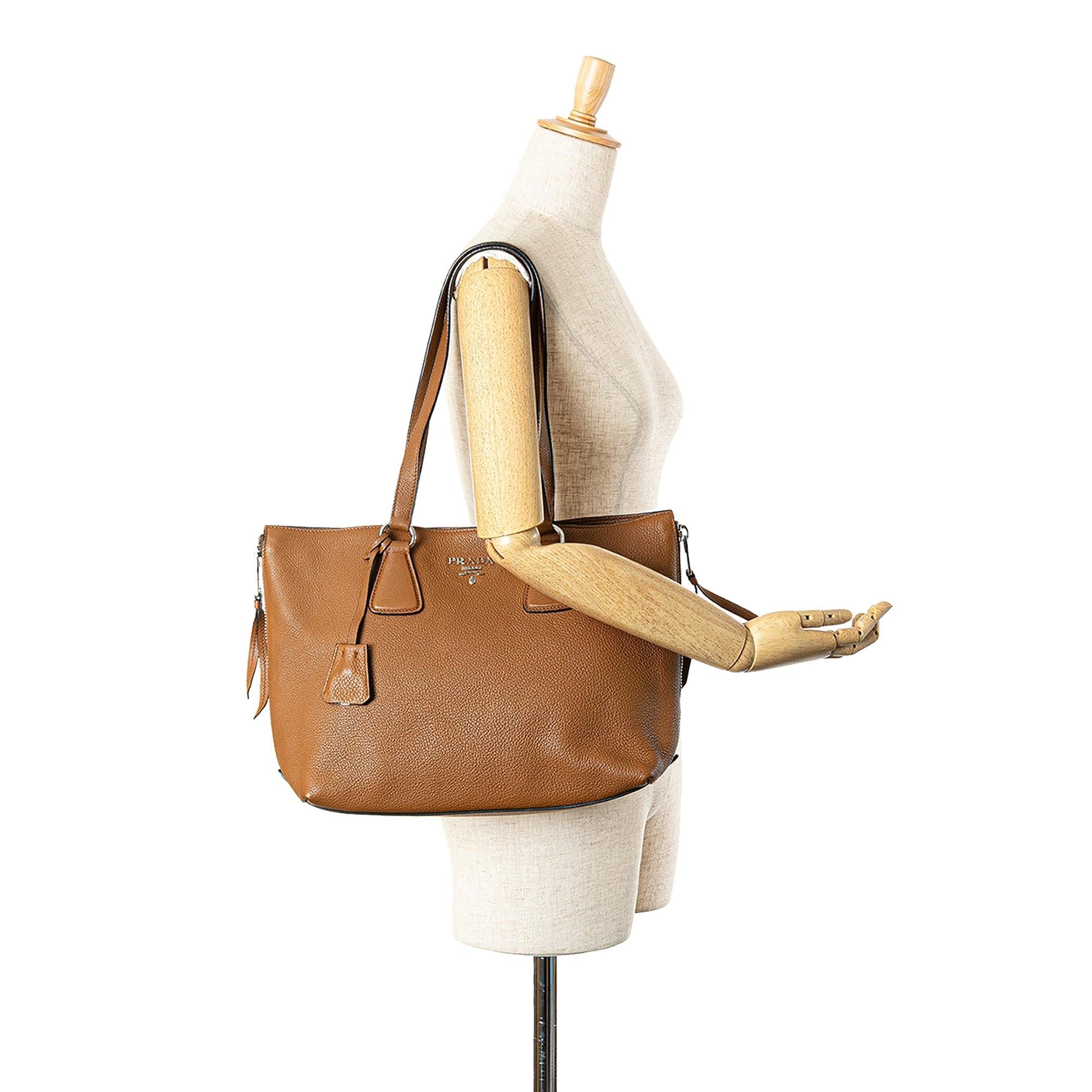 Prada Vitello Daino Side Zip Tote