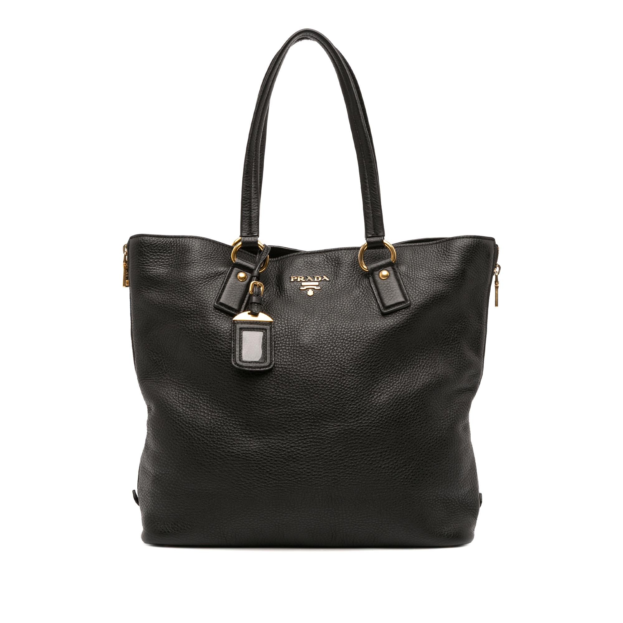 Prada Vitello Daino Side Zip Tote