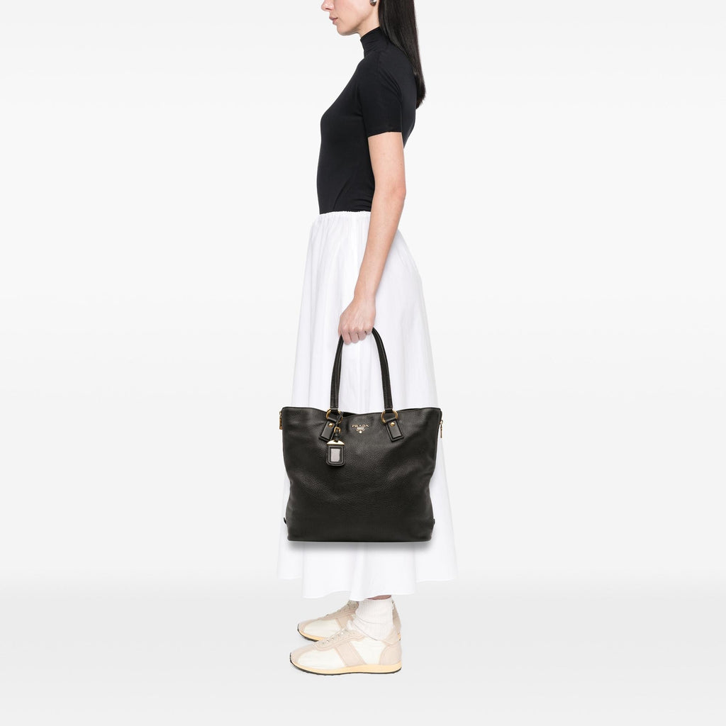 Prada Vitello Daino Side Zip Tote