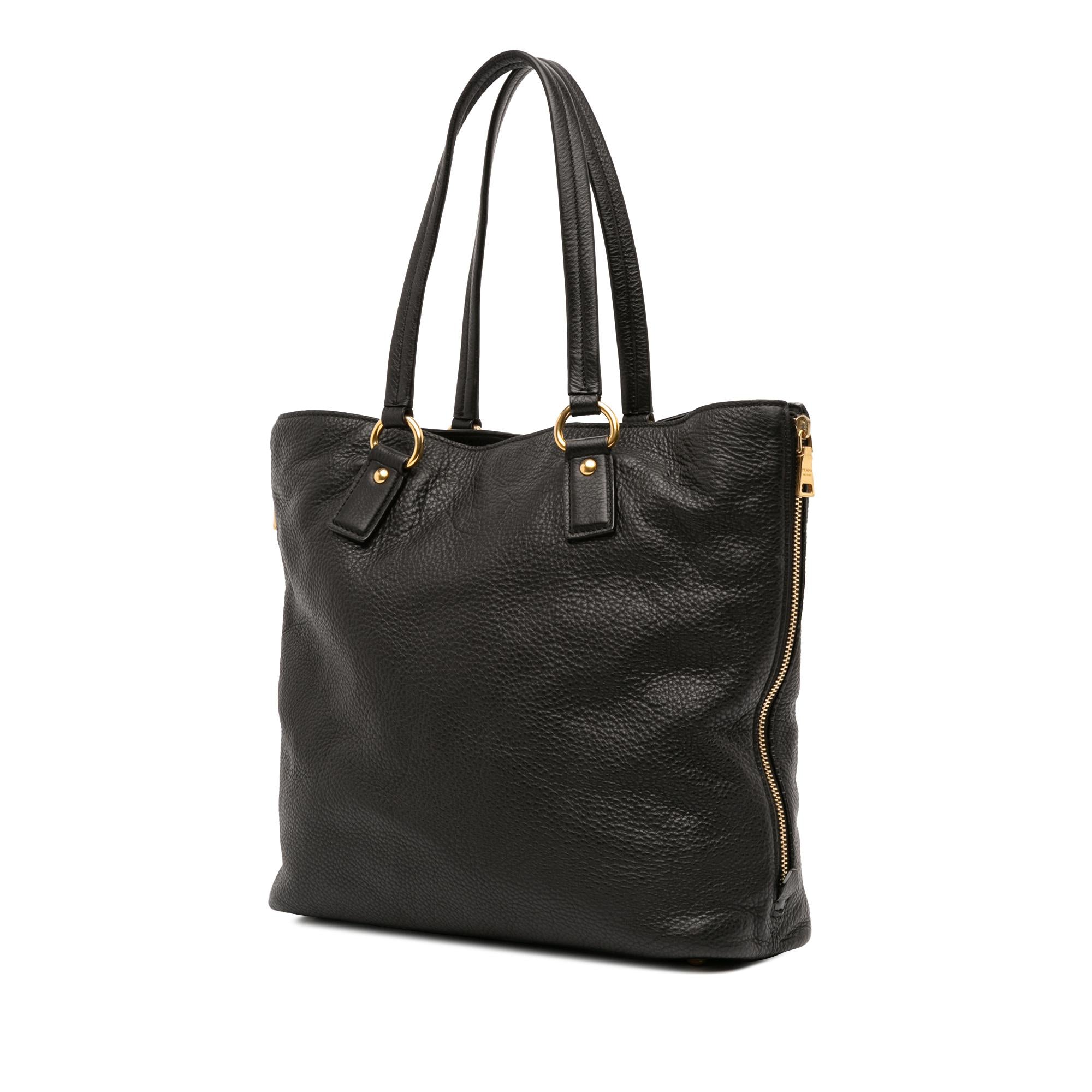 Prada Vitello Daino Side Zip Tote
