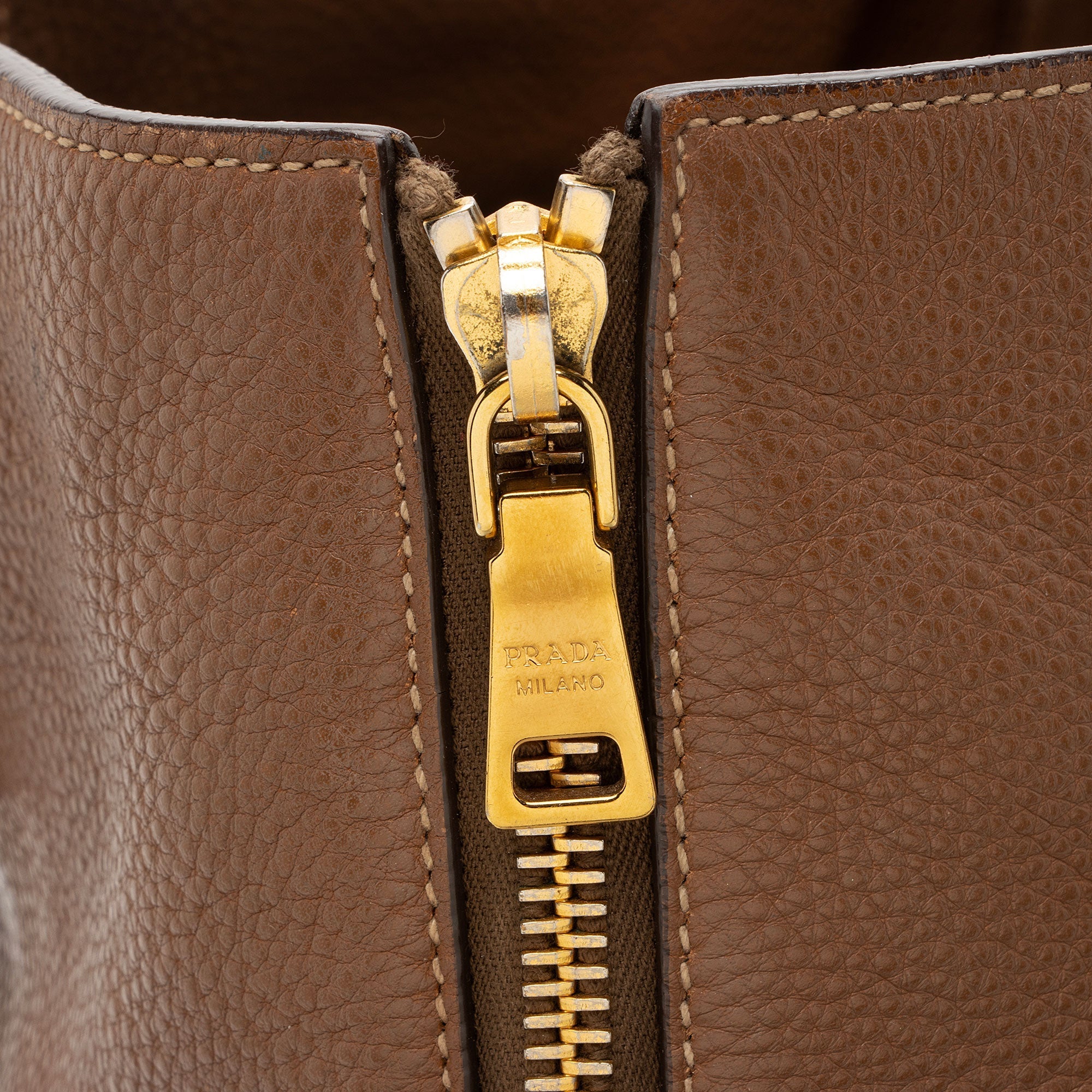 Prada Vitello Daino Side Zip Tote