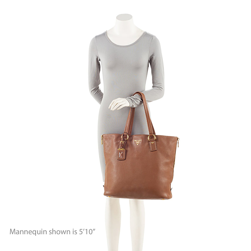 Prada Vitello Daino Side Zip Tote