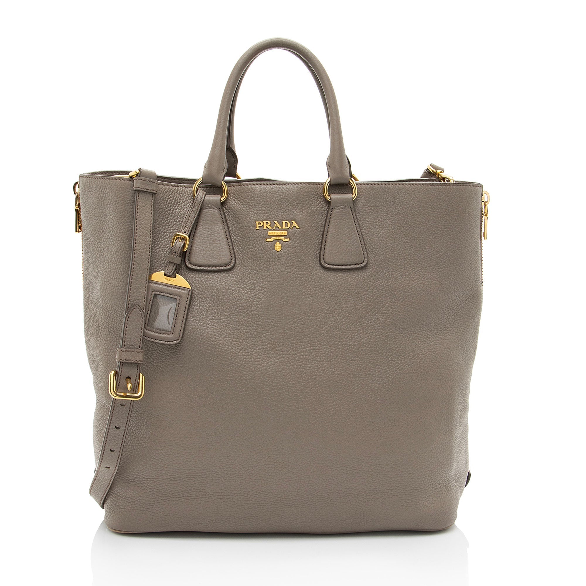 Prada Vitello Daino Side Zip Tote
