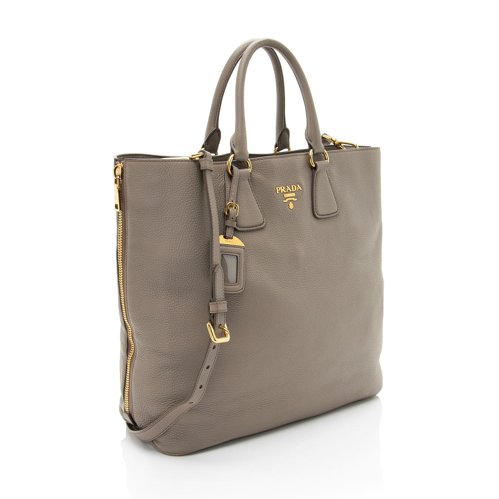 Prada Vitello Daino Side Zip Tote
