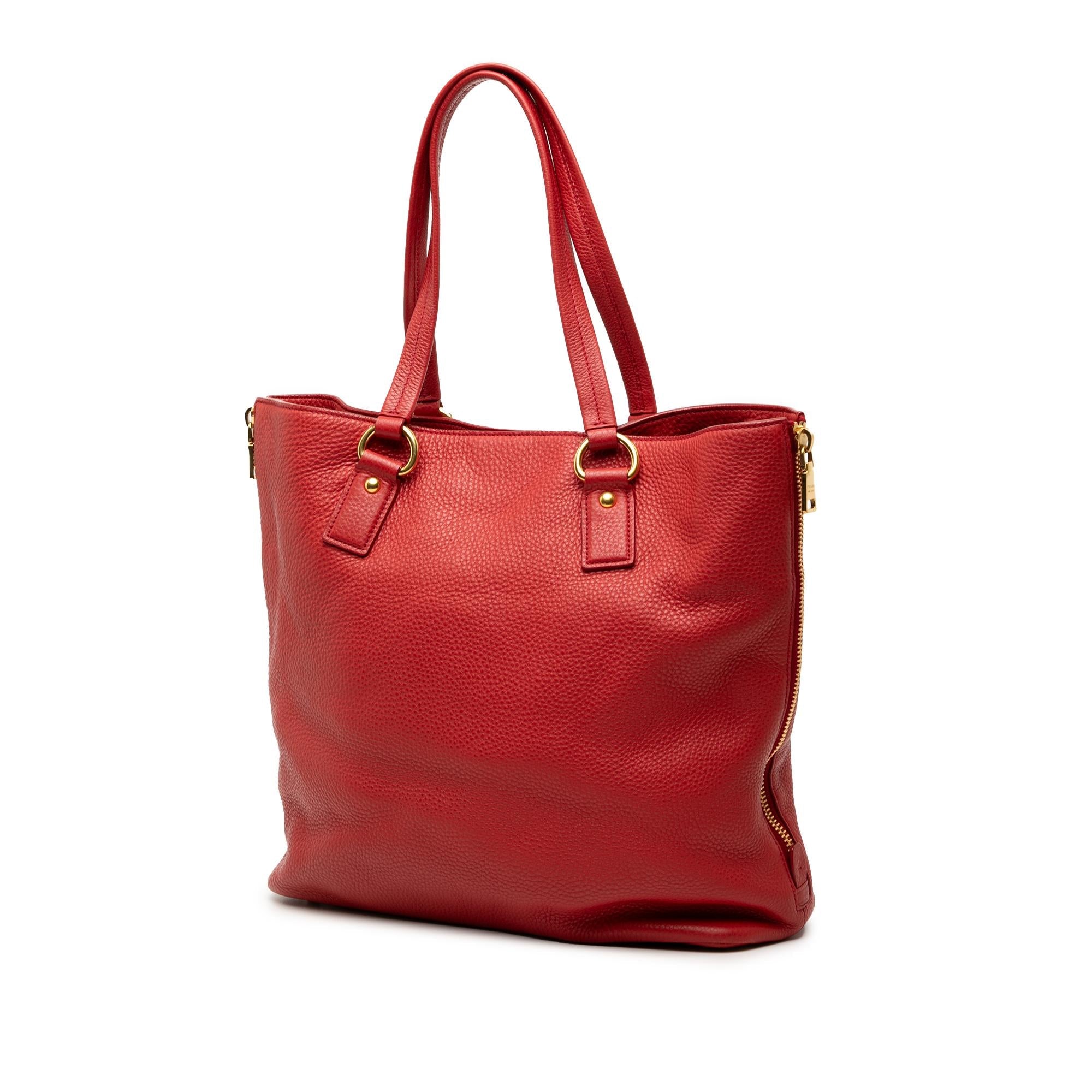 Prada Vitello Daino Side Zip Tote