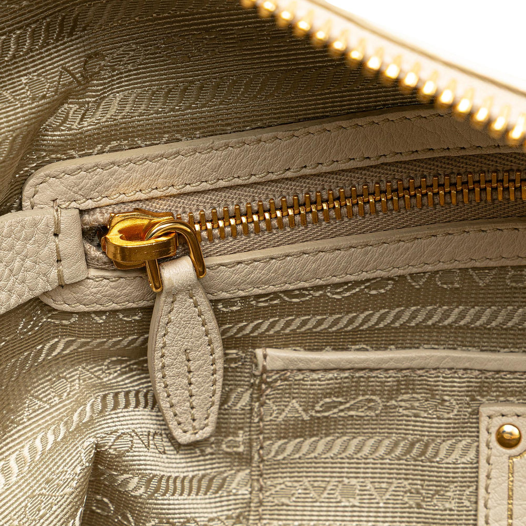Prada Vitello Daino Zip Top Convertible Tote