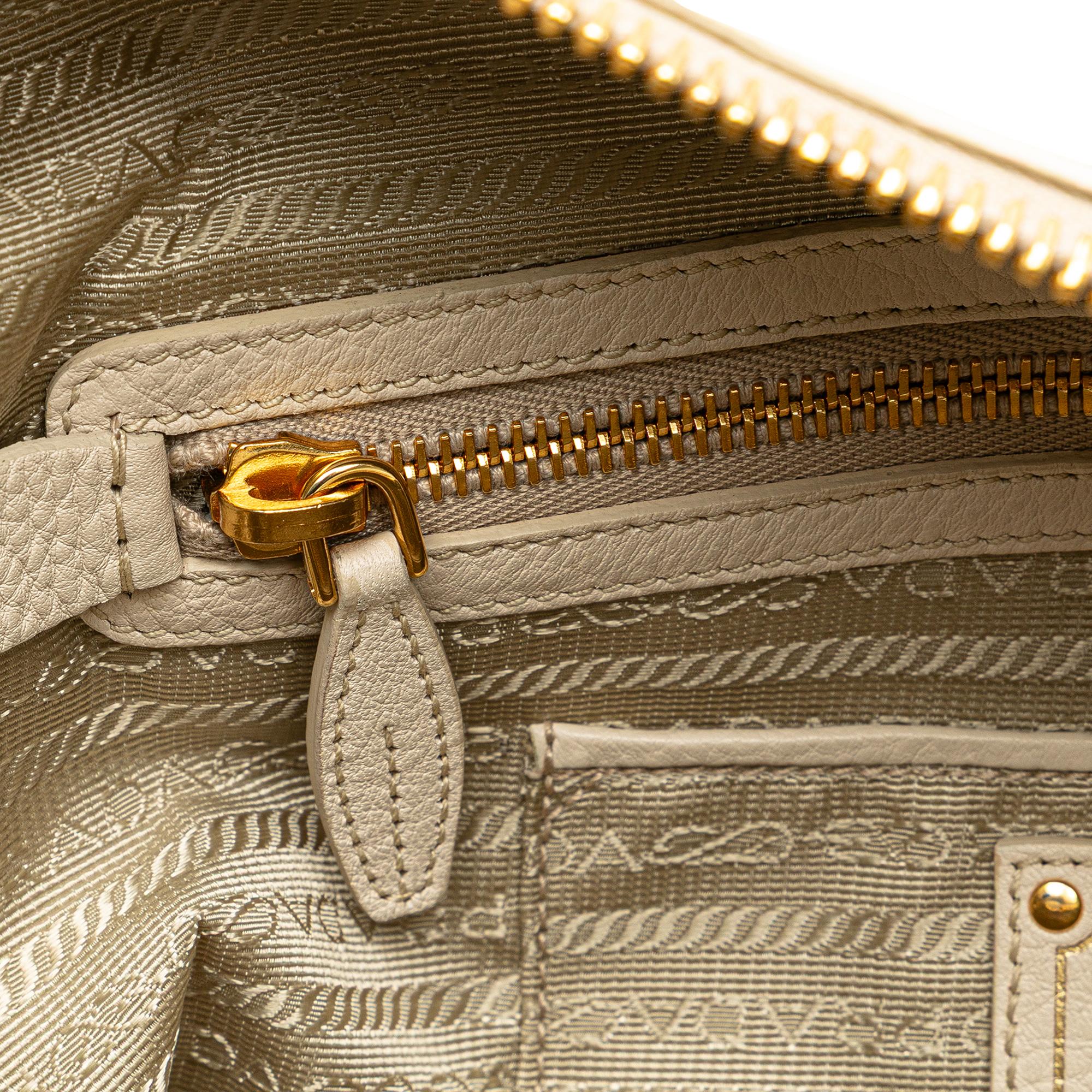 Prada Vitello Daino Zip Top Convertible Tote