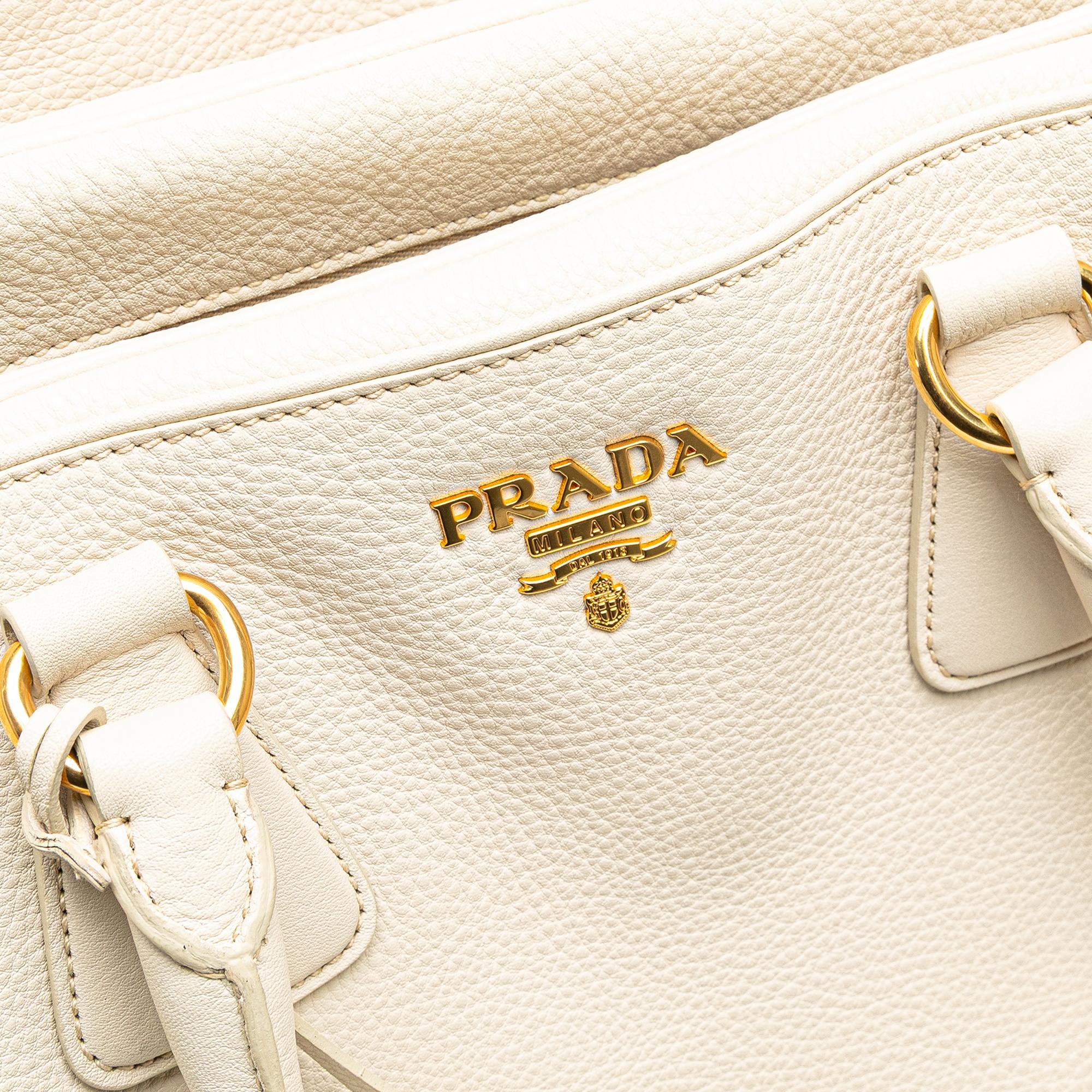 Prada Vitello Daino Zip Top Convertible Tote