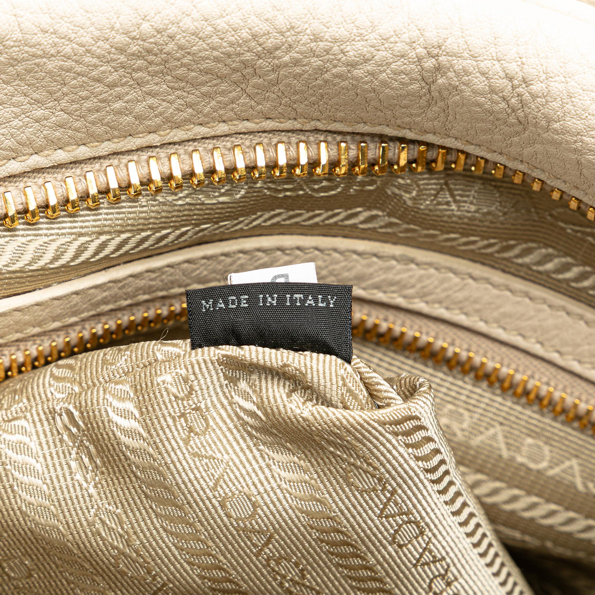 Prada Vitello Daino Zip Top Convertible Tote