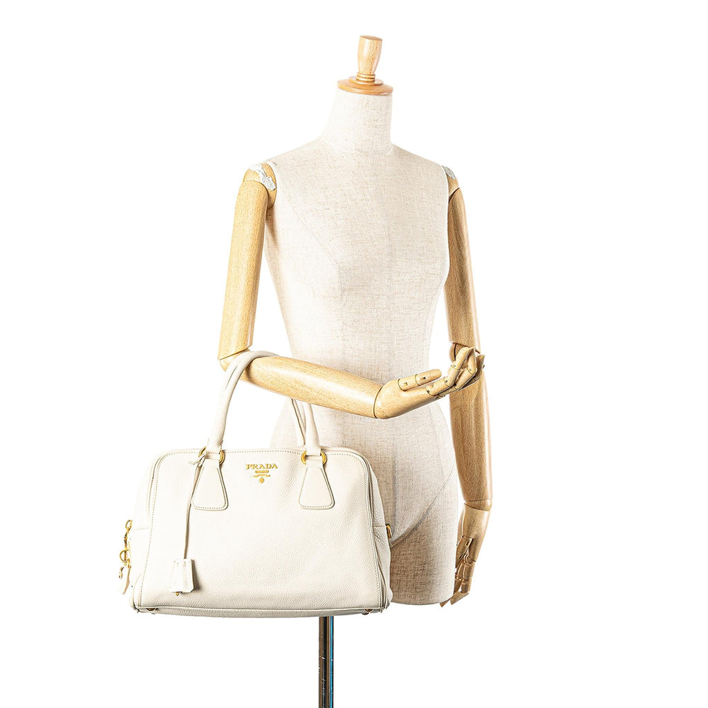 Prada Vitello Daino Zip Top Convertible Tote