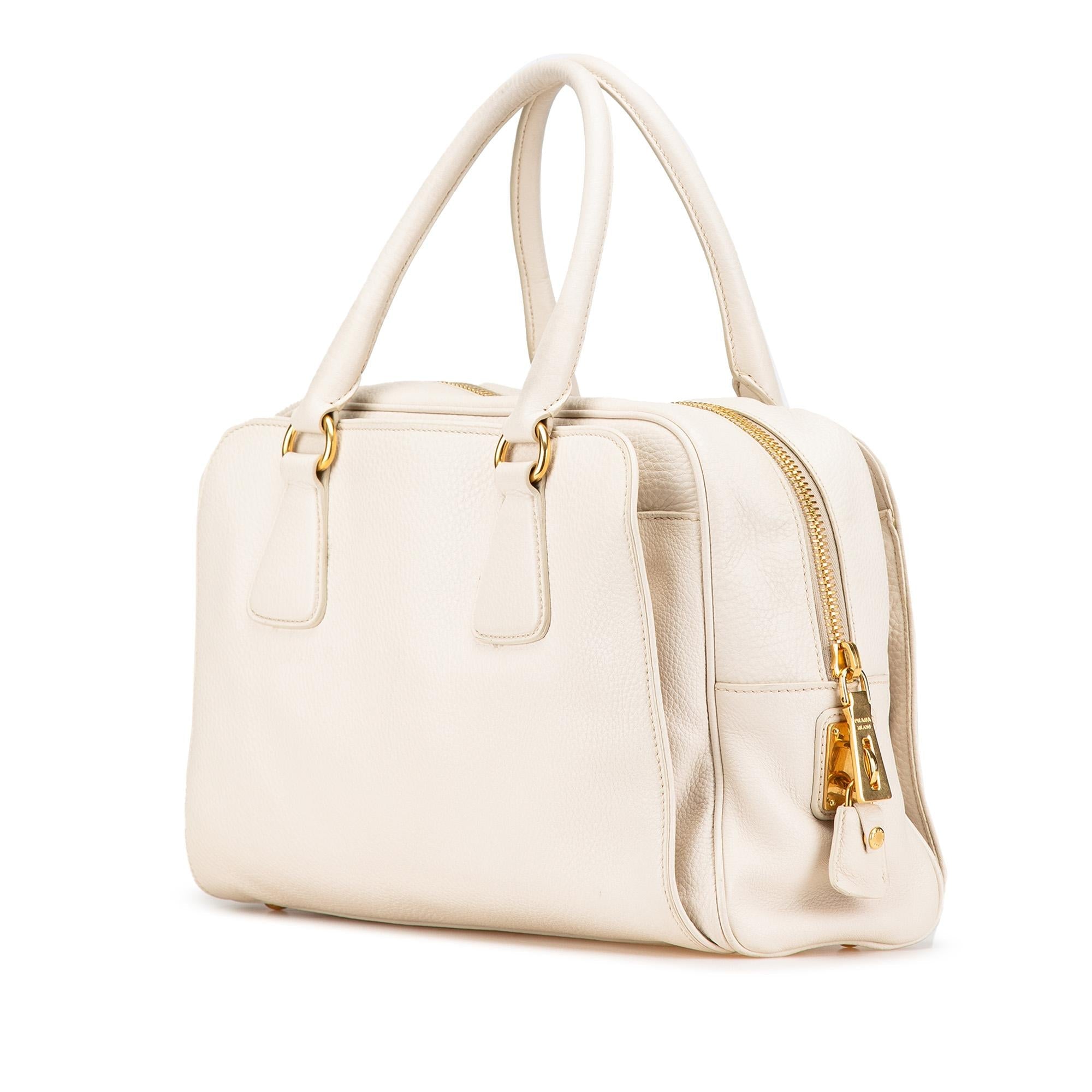 Prada Vitello Daino Zip Top Convertible Tote