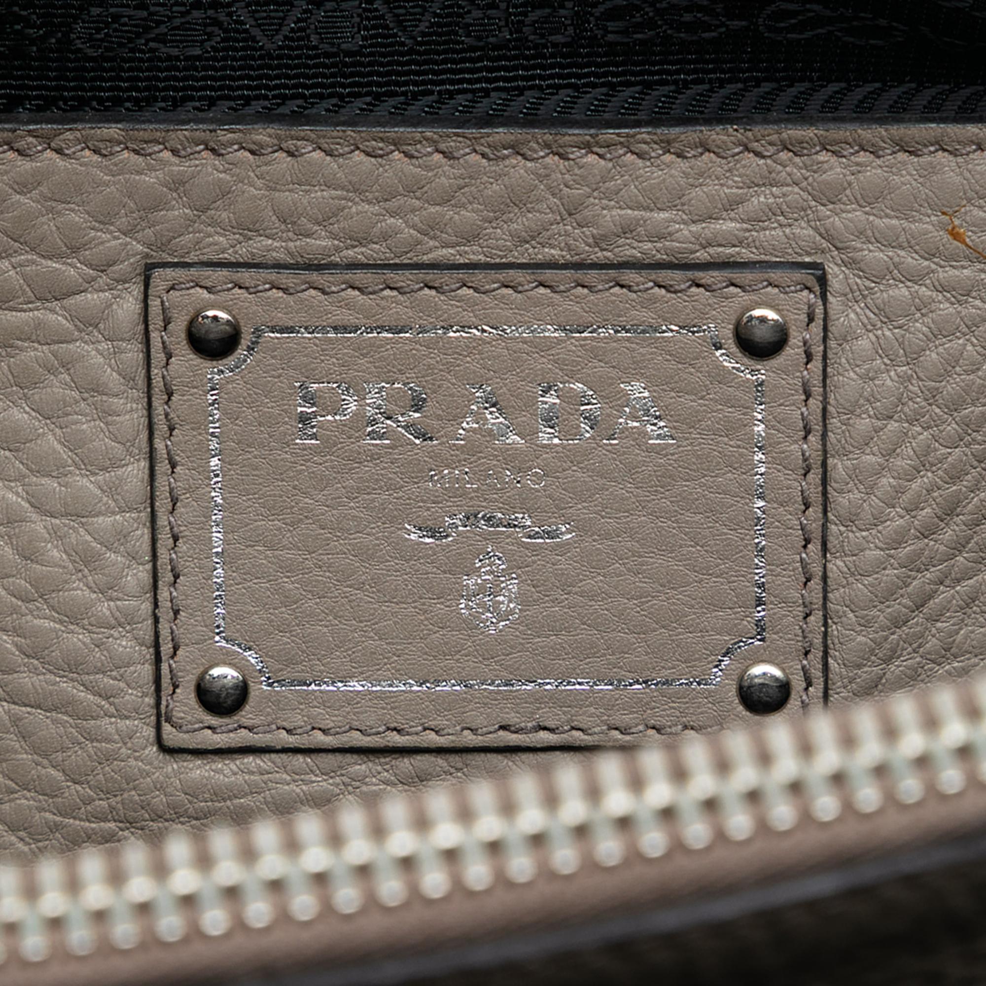 Prada Vitello Daino Zip Top Convertible Tote