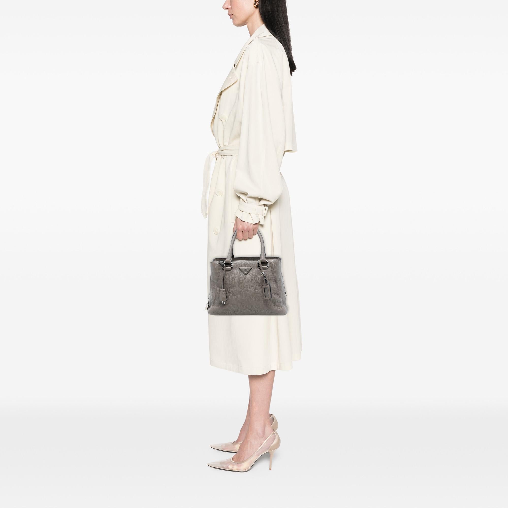 Prada Vitello Daino Zip Top Convertible Tote