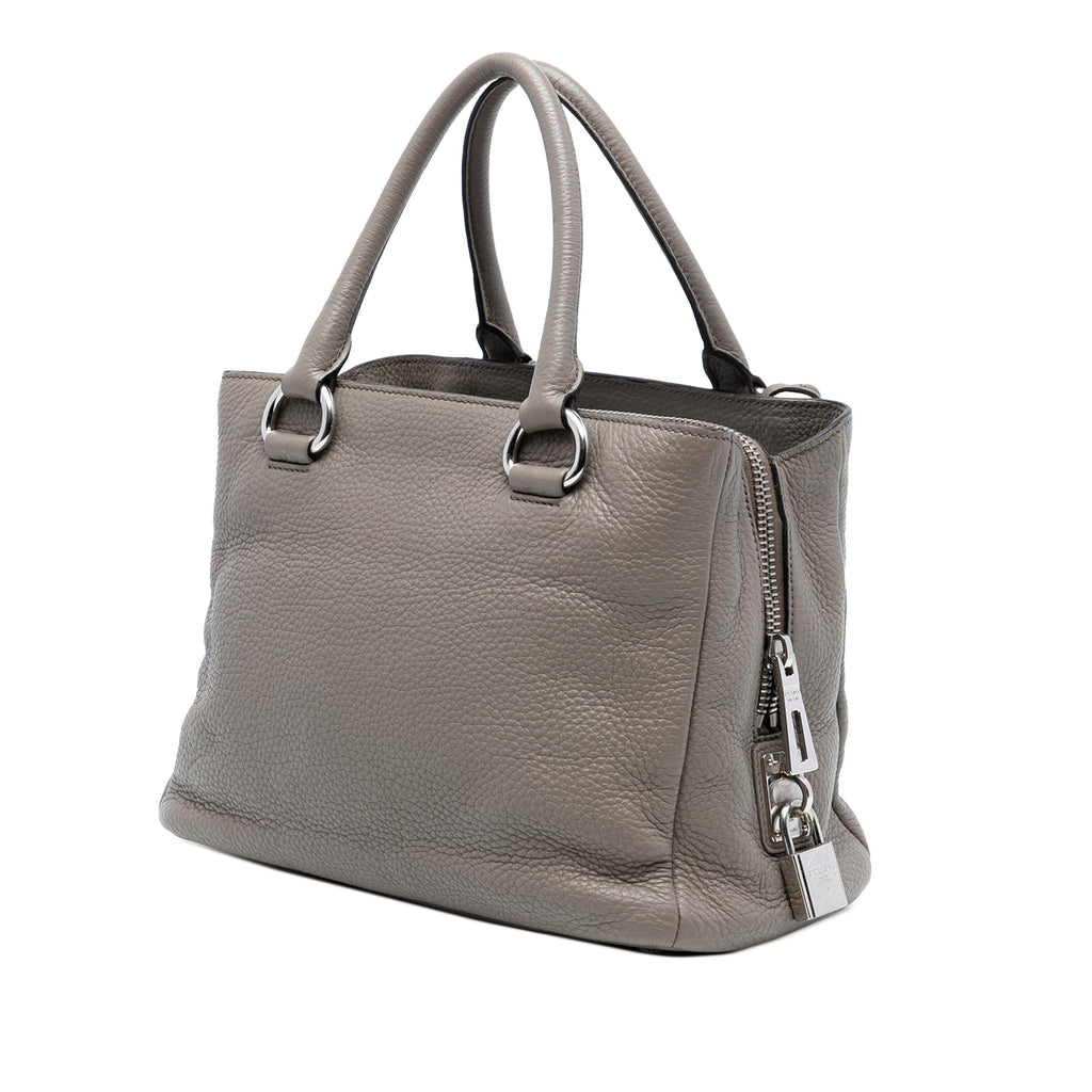 Prada Vitello Daino Zip Top Convertible Tote