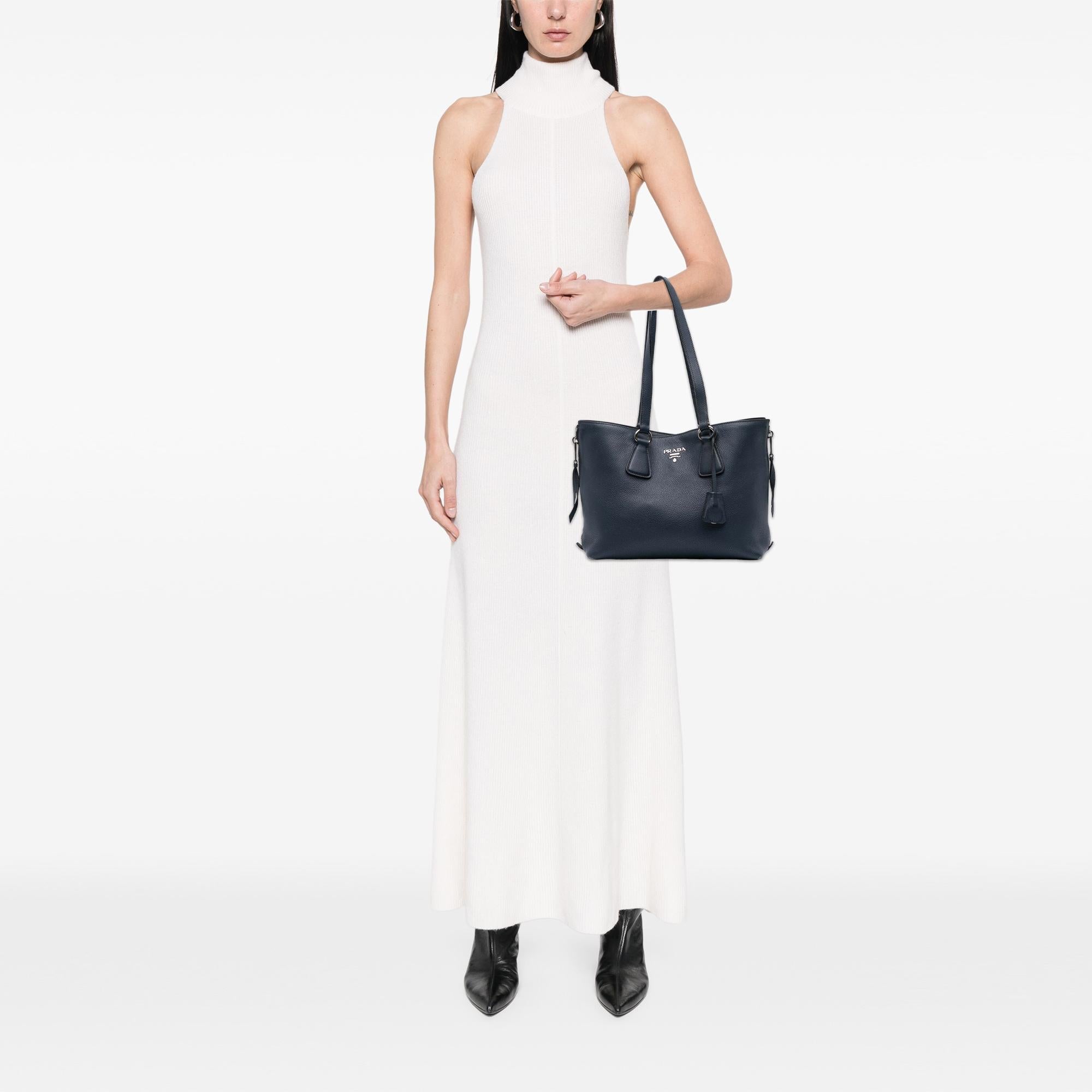 Prada Vitello Phenix Side Zip Shopper Tote