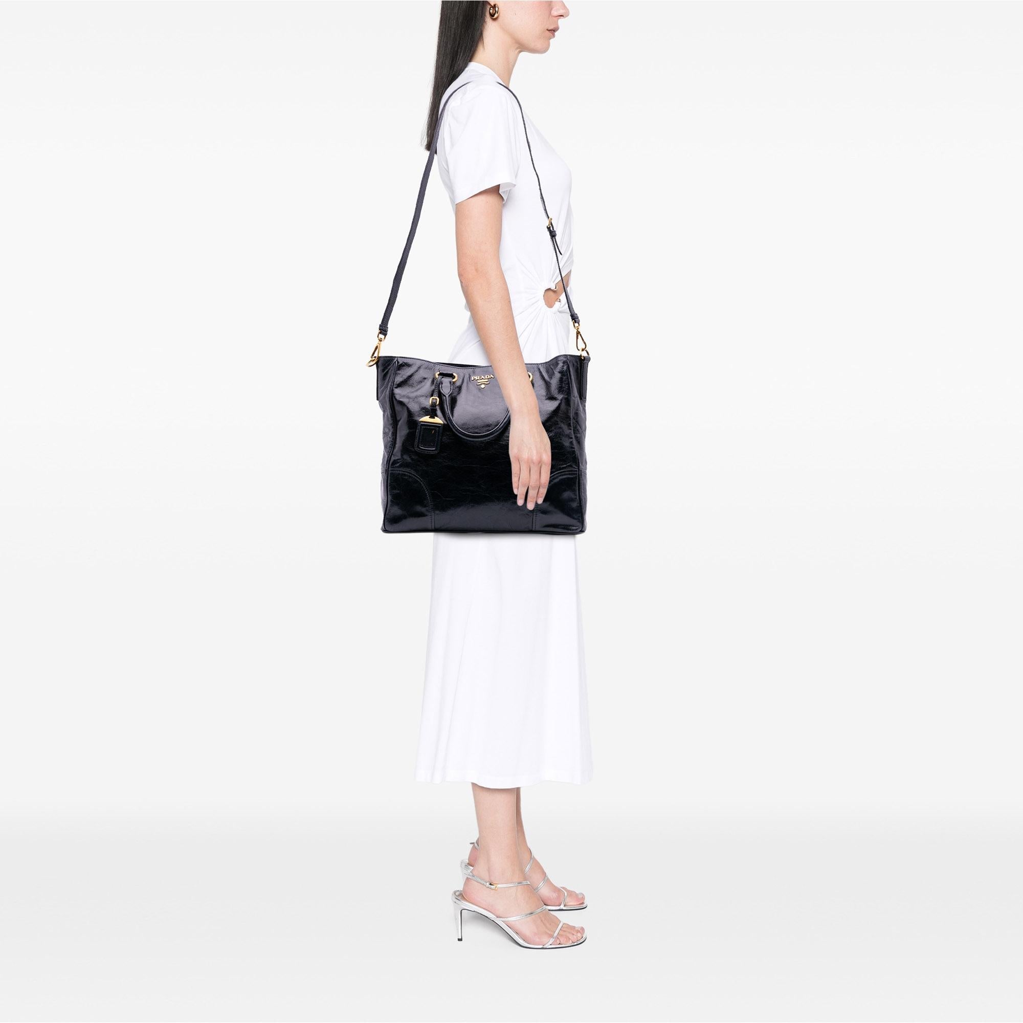 Prada Vitello Shine Open Convertible Tote