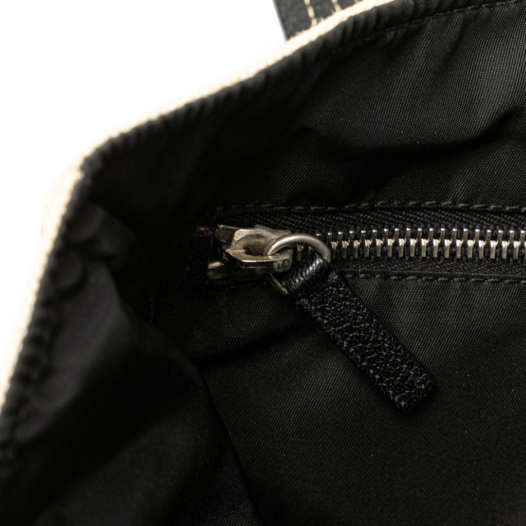 Prada Vitello Trimmed Canvas Canapa Tote