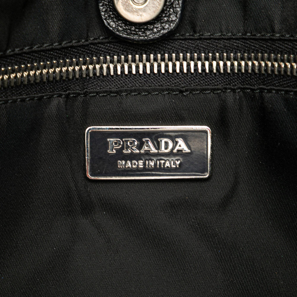 Prada Vitello Trimmed Canvas Canapa Tote