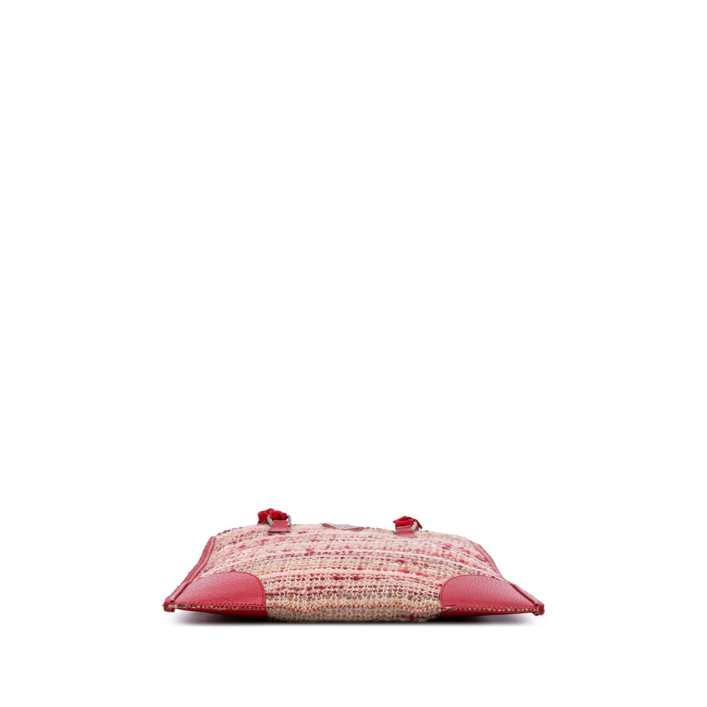 Prada Vitello Trimmed Tweed Flat Tote