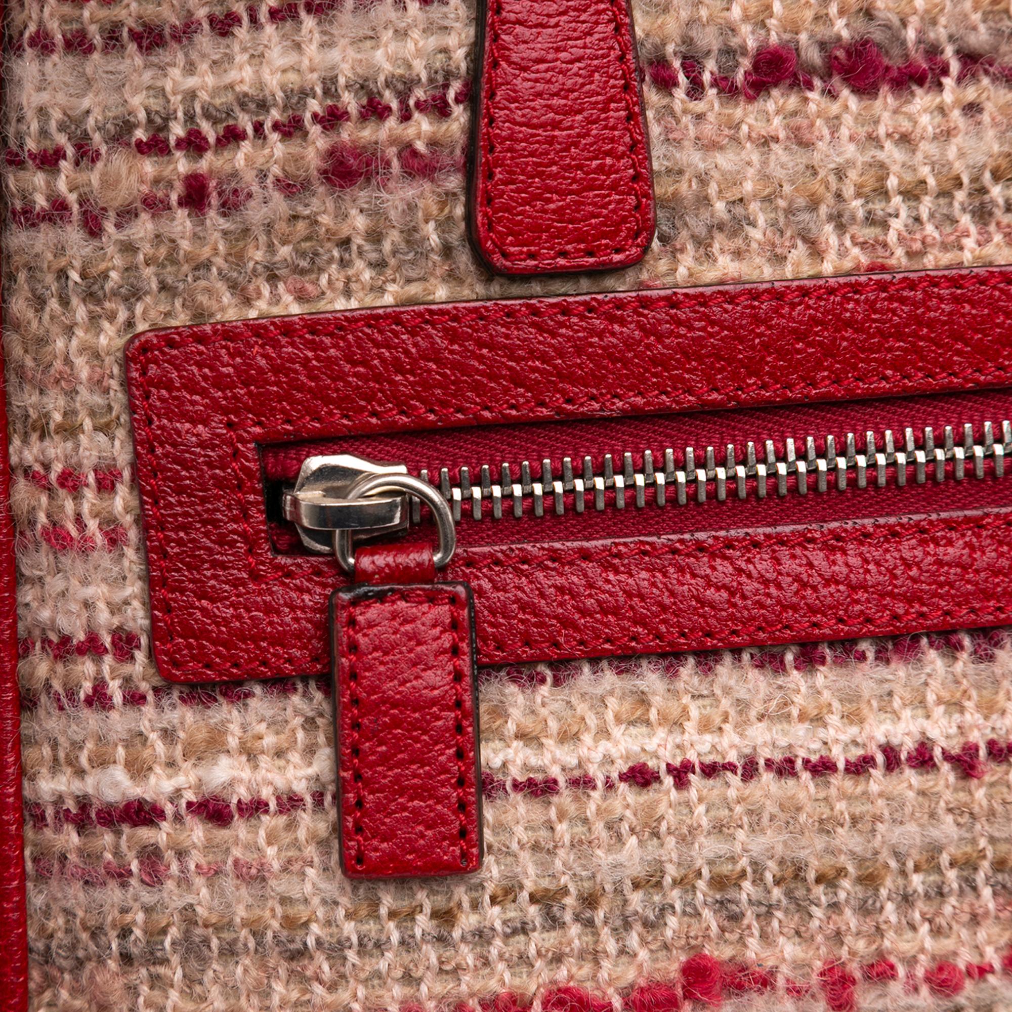 Prada Vitello Trimmed Tweed Flat Tote