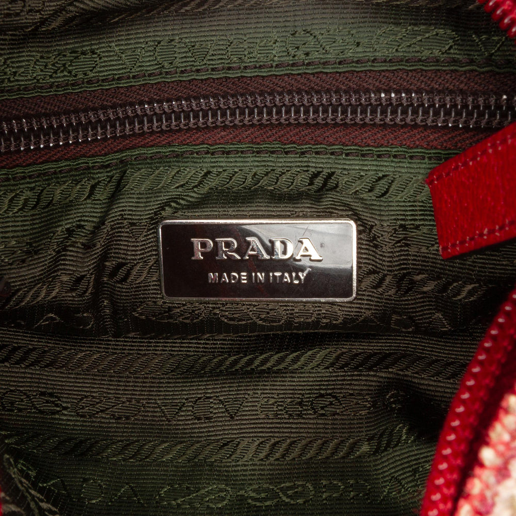 Prada Vitello Trimmed Tweed Flat Tote