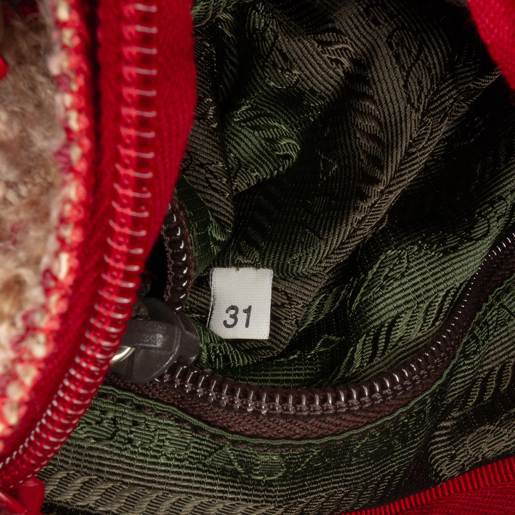 Prada Vitello Trimmed Tweed Flat Tote