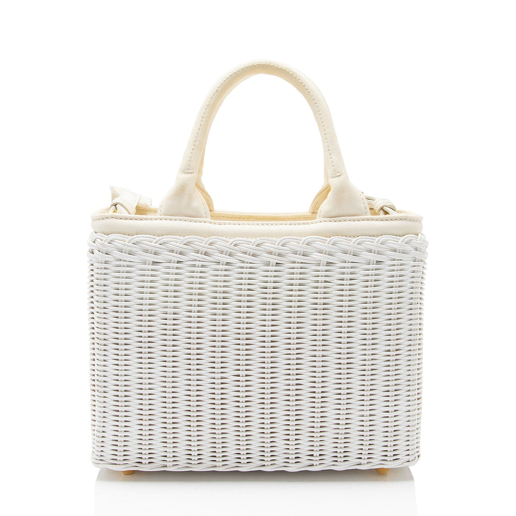 Prada Wicker Canvas Small Tote