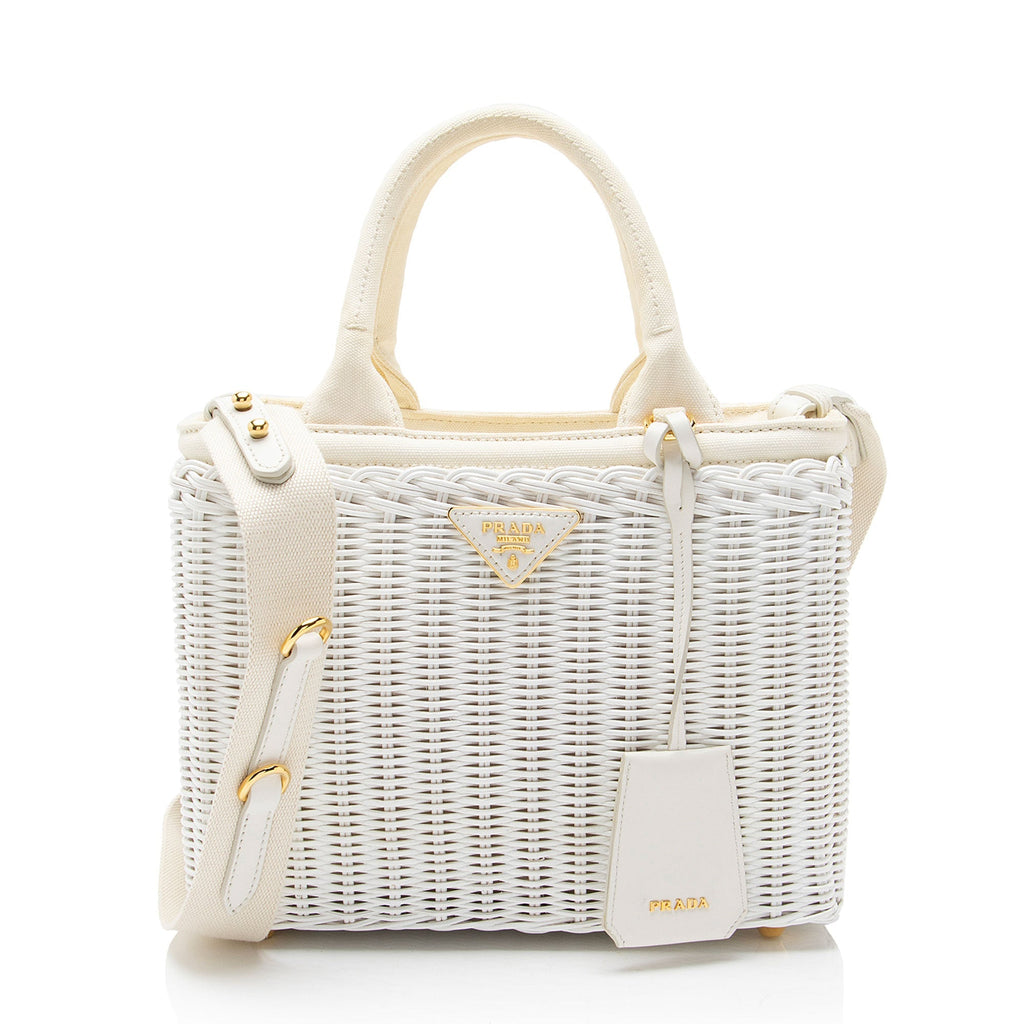 Prada Wicker Canvas Small Tote