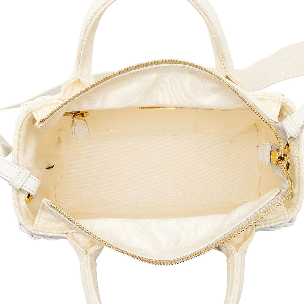 Prada Wicker Canvas Small Tote