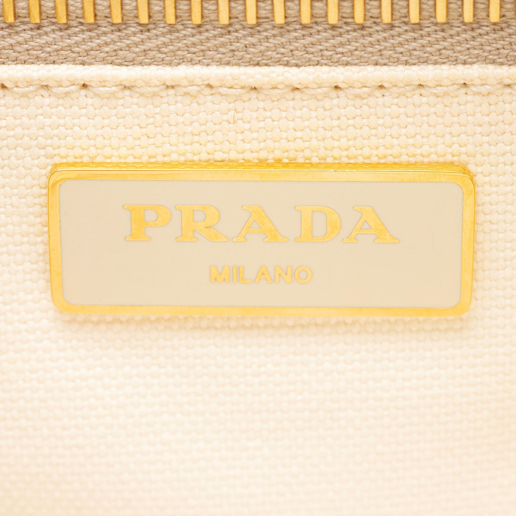 Prada Wicker Canvas Small Tote