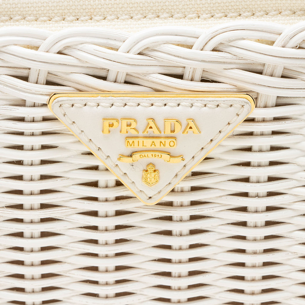 Prada Wicker Canvas Small Tote