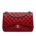 Chanel Classic Double Flap Jumbo Red Lambskin SiLouis Vuittoner
