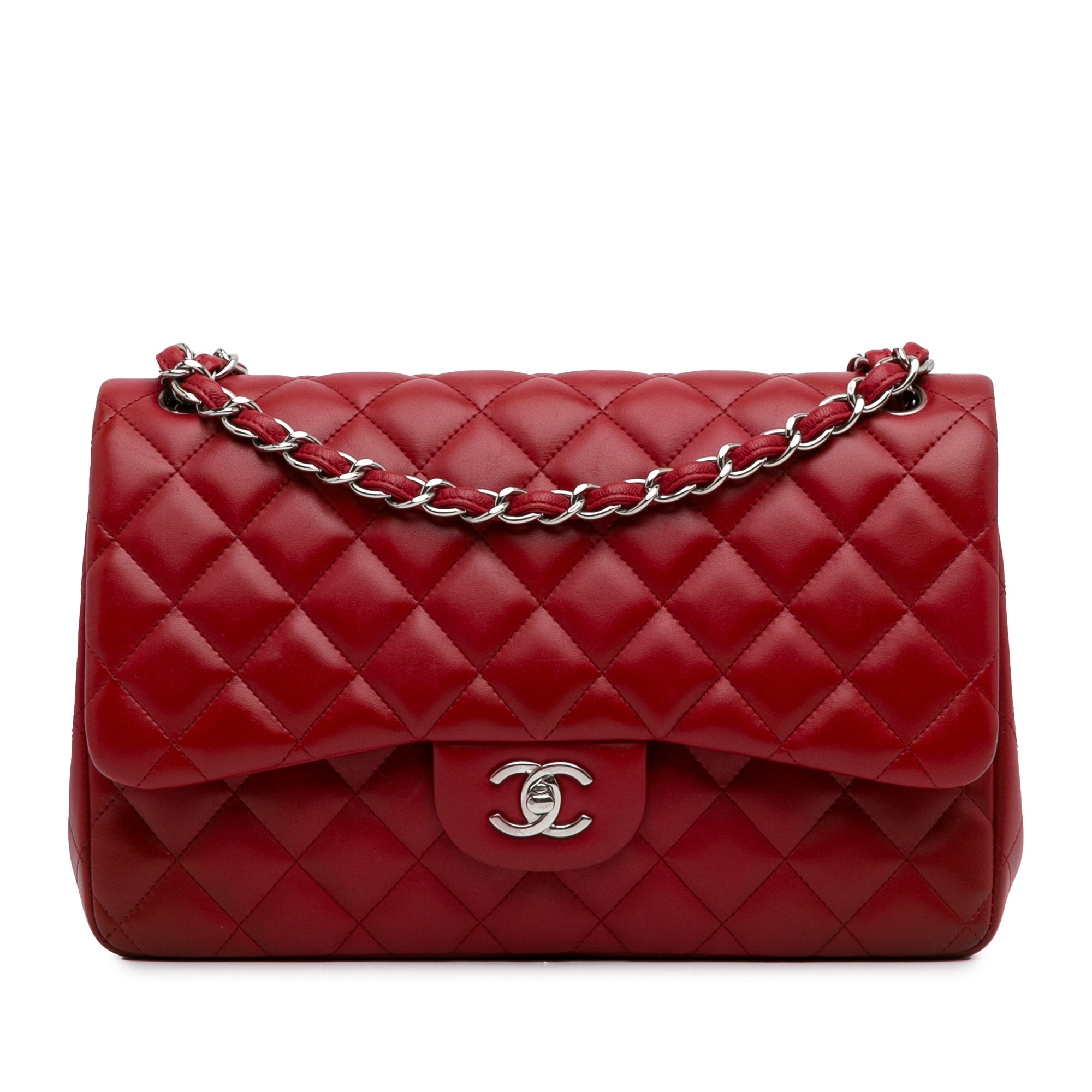 Chanel Classic Double Flap Jumbo Red Lambskin SiLouis Vuittoner