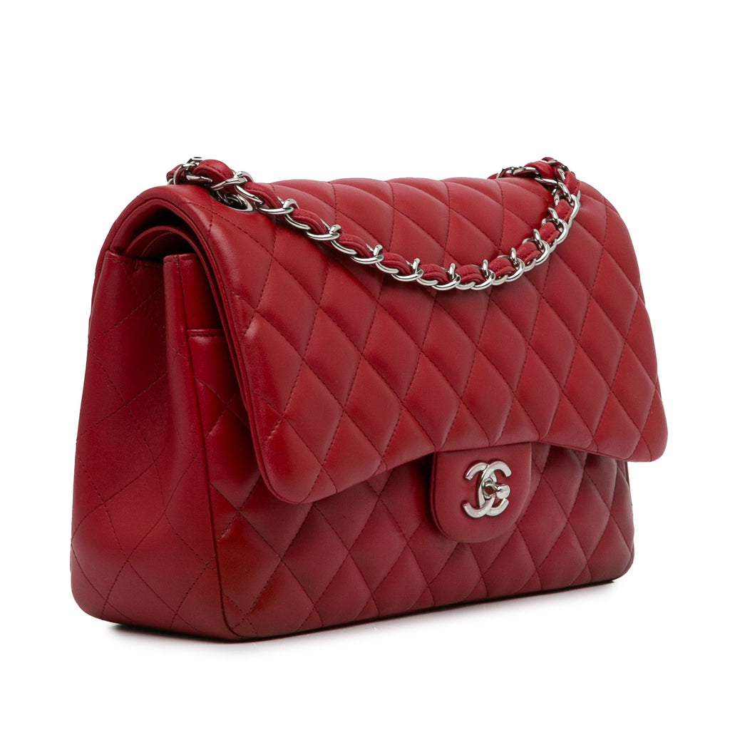 Chanel Classic Double Flap Jumbo Red Lambskin SiLouis Vuittoner